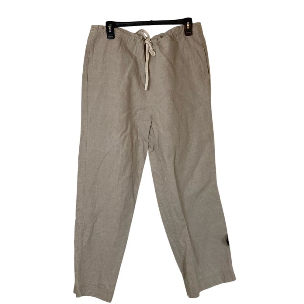 Island Importer Mens Linen Beach Pants Natural Beige Drawstring Size M-30